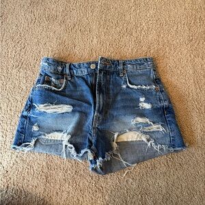 Zara Blue Distressed Jean Shorts